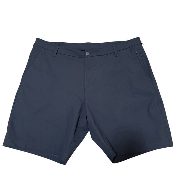 LULULEMON 9" Commission Slim Fit Stretch Cotton Blend Black Chino Shorts Sz 38 - Picture 1 of 5